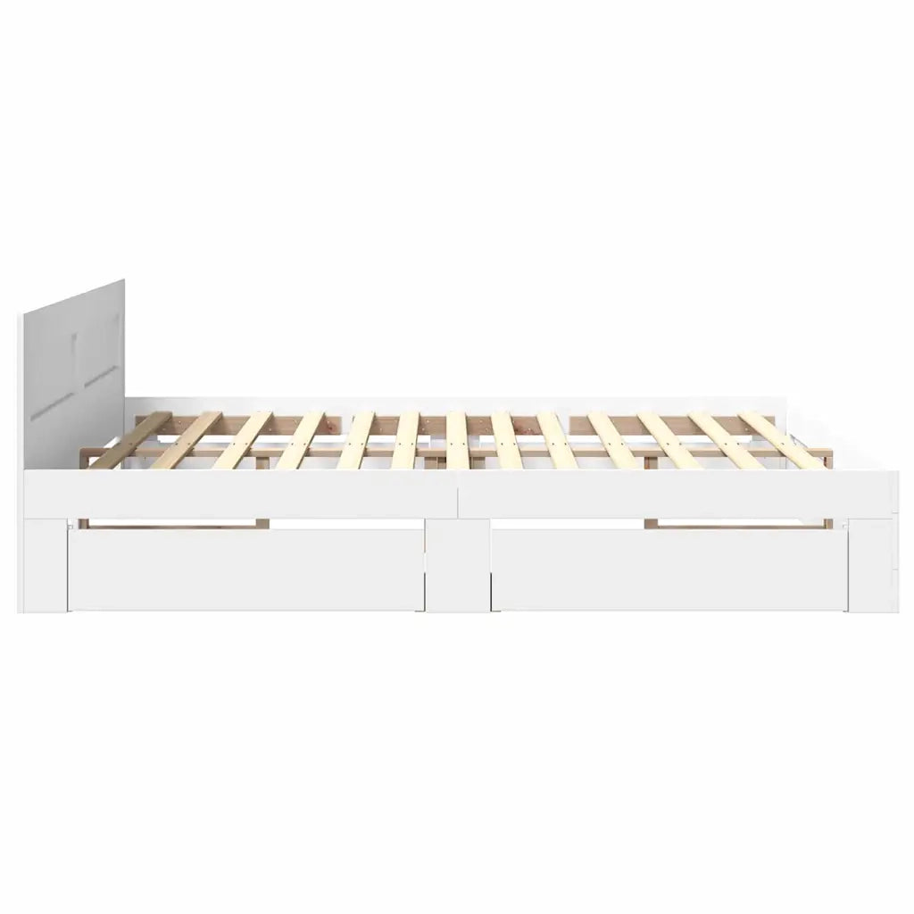 Letto matrimoniale | Letto per adulti | Struttura del letto 2 pcs Bianco 193 x 203 cm Legno multistrato