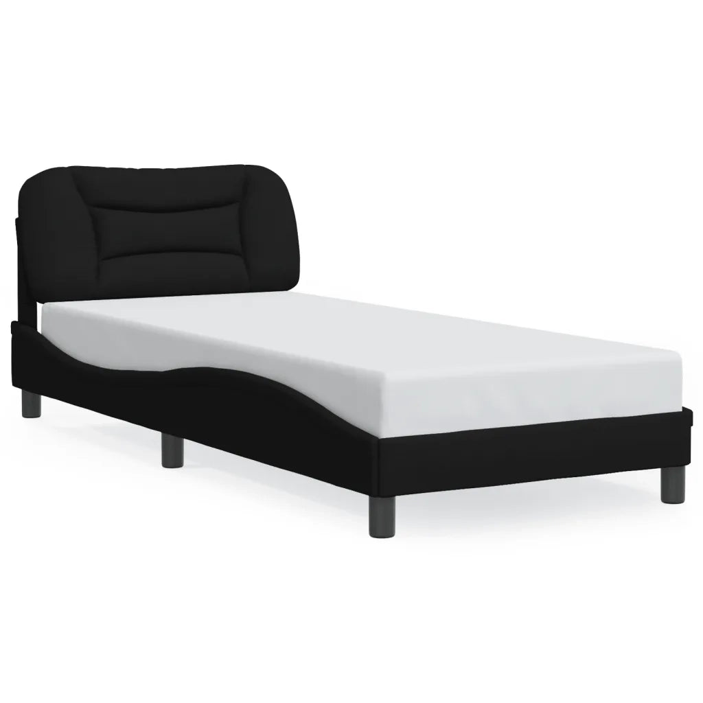 Giroletto con LED senza Materasso-Struttura Letto Hvar Nero 90x190 cm in Tessuto