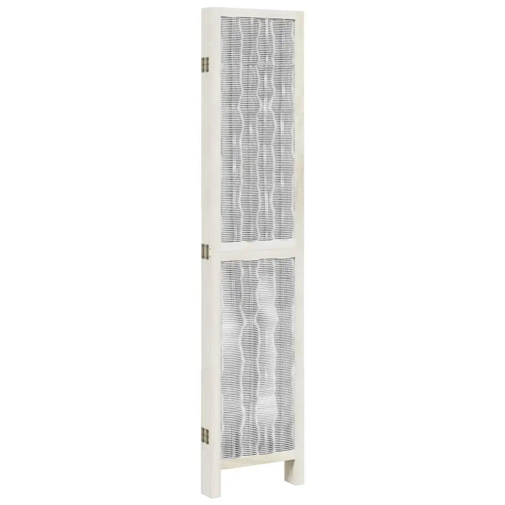 Divisorio Ambienti 5 Pannelli-Set di 5 pannelli Paravento Bianco Legno Massello di Paulownia 466861