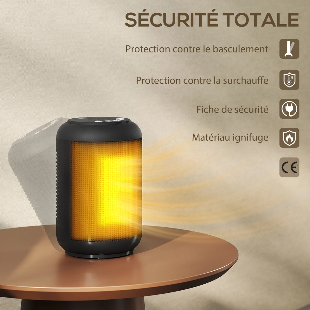 Termoventilatore ceramico 1500 W ¨C zephmum ¨C nero 14x14x21.5 cm