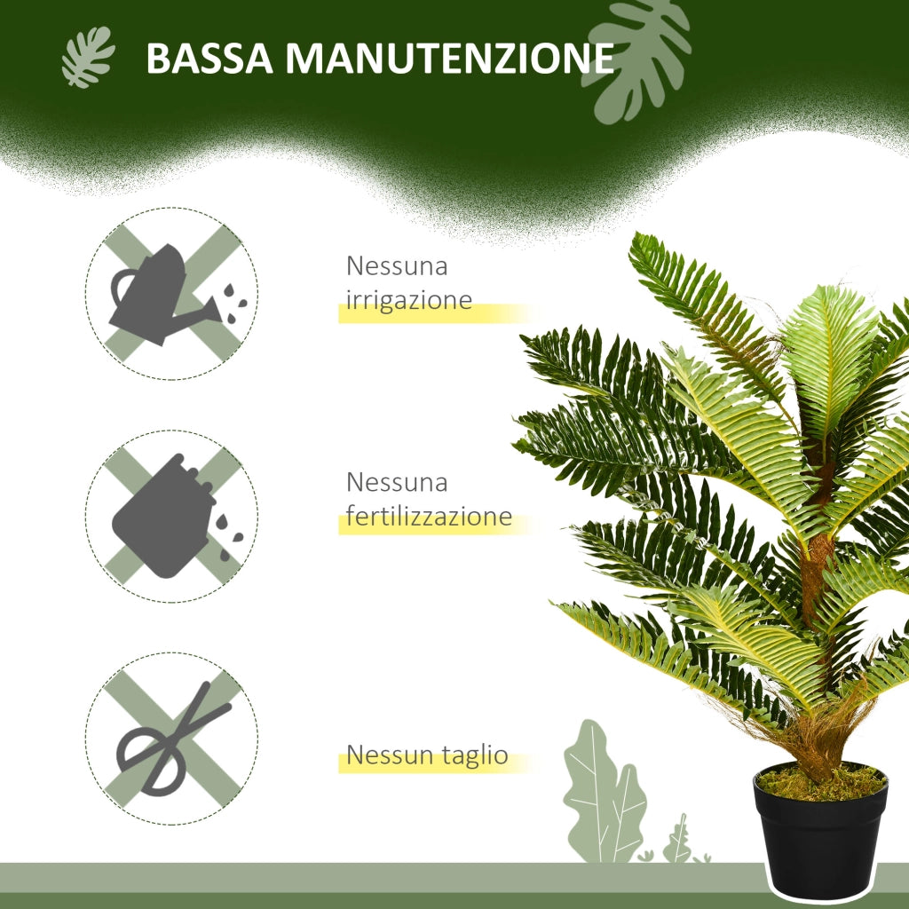 Pianta Palma Artificiale 18 Foglie ¨C zephmum ¨C Verde 85 cm con Vaso