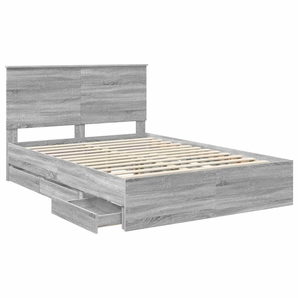 Struttura del letto con cassetto Grigio Sonoma 140 x 200 cm