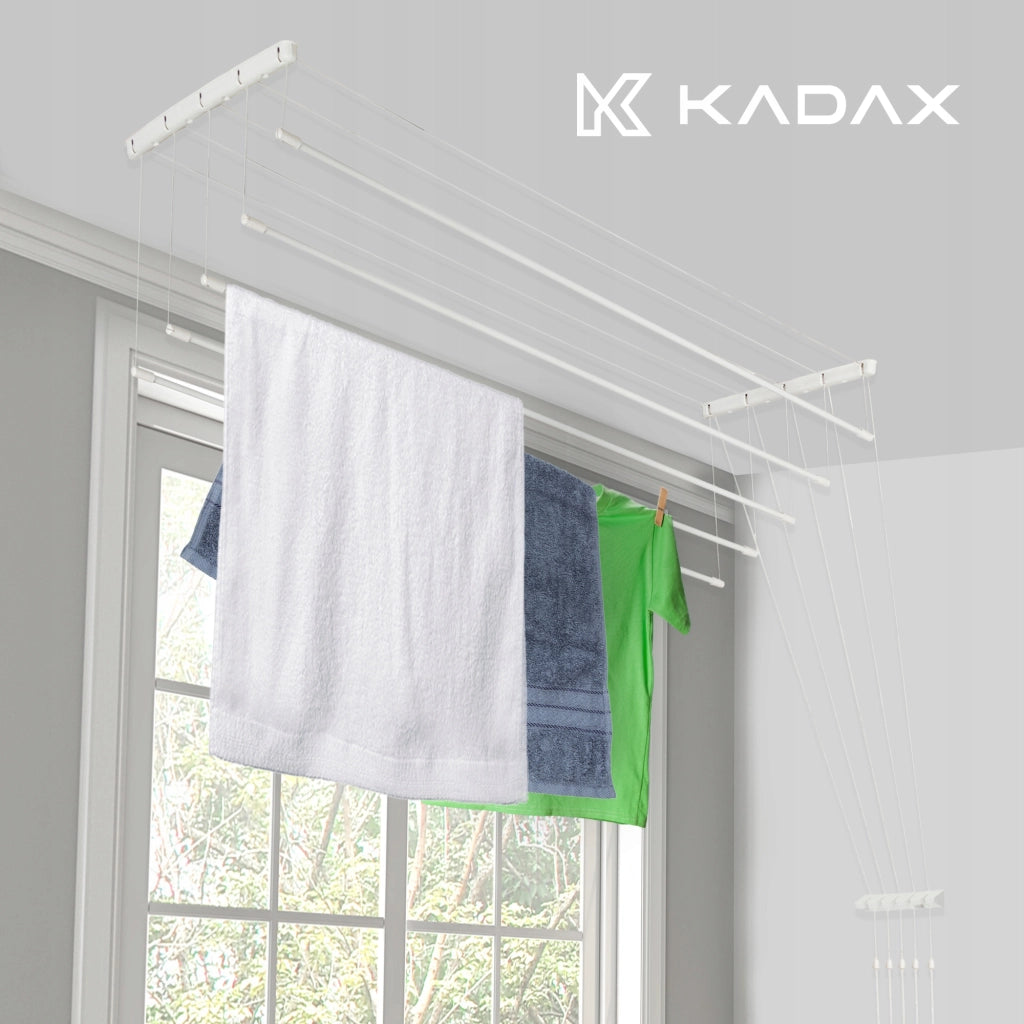 Stendibiancheria da soffitto KADAX per bagno, 5 barre, 160 cm, resistente e robusto.