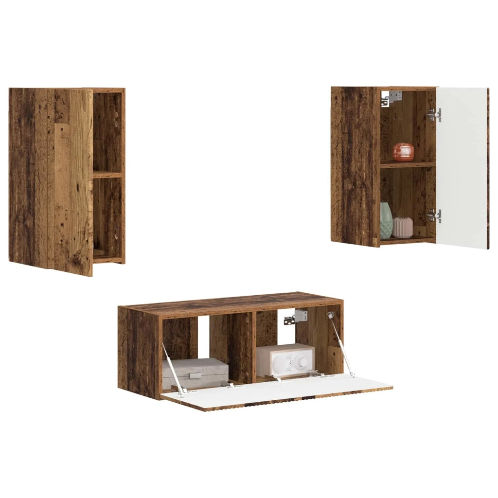Set mobile TV 2 pz-Credenza per TV Legno vecchio Legno multistrato 461642