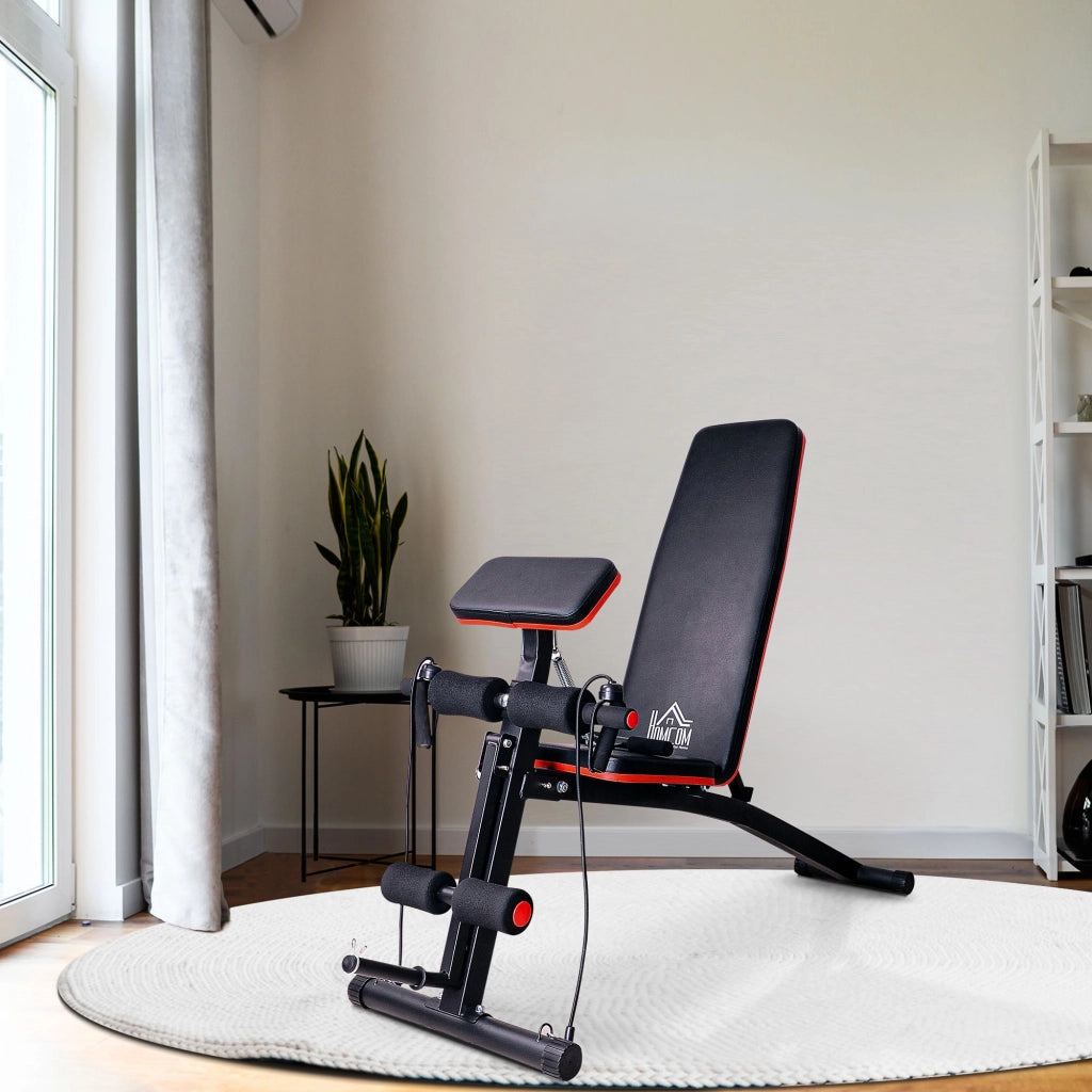 Panca Fitness Pieghevole ¨C Xylo ¨C Multifunzione con Schienale Regolabile a 7 Livelli, Rosso