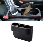 Organizzatore di sedile auto universale - Bicchiere contenitore - Accessori auto multifunzionali - Materiale di alta qualità in pelle - 21x28x7cm - Nero