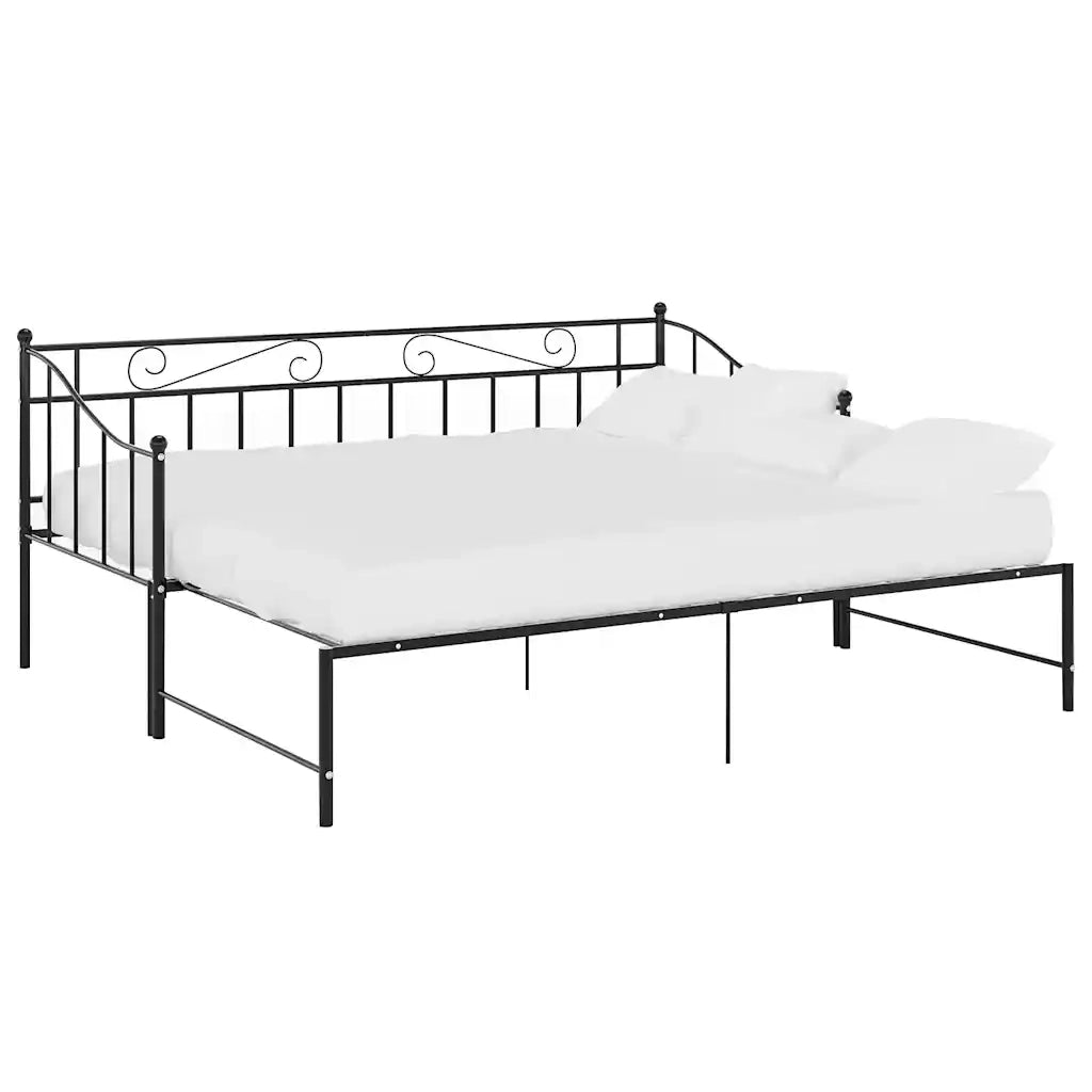 Telaio Divano Letto Estraibile Nero in Metallo 90x200 cm