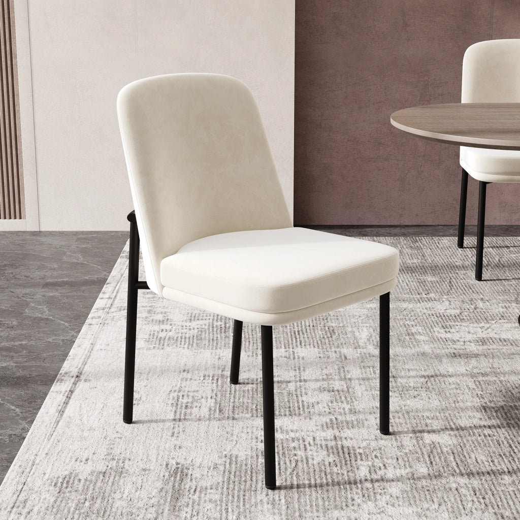 Sedia da pranzo 6 pezzi con seduta imbottita, struttura in metallo, stile moderno, velluto Beige