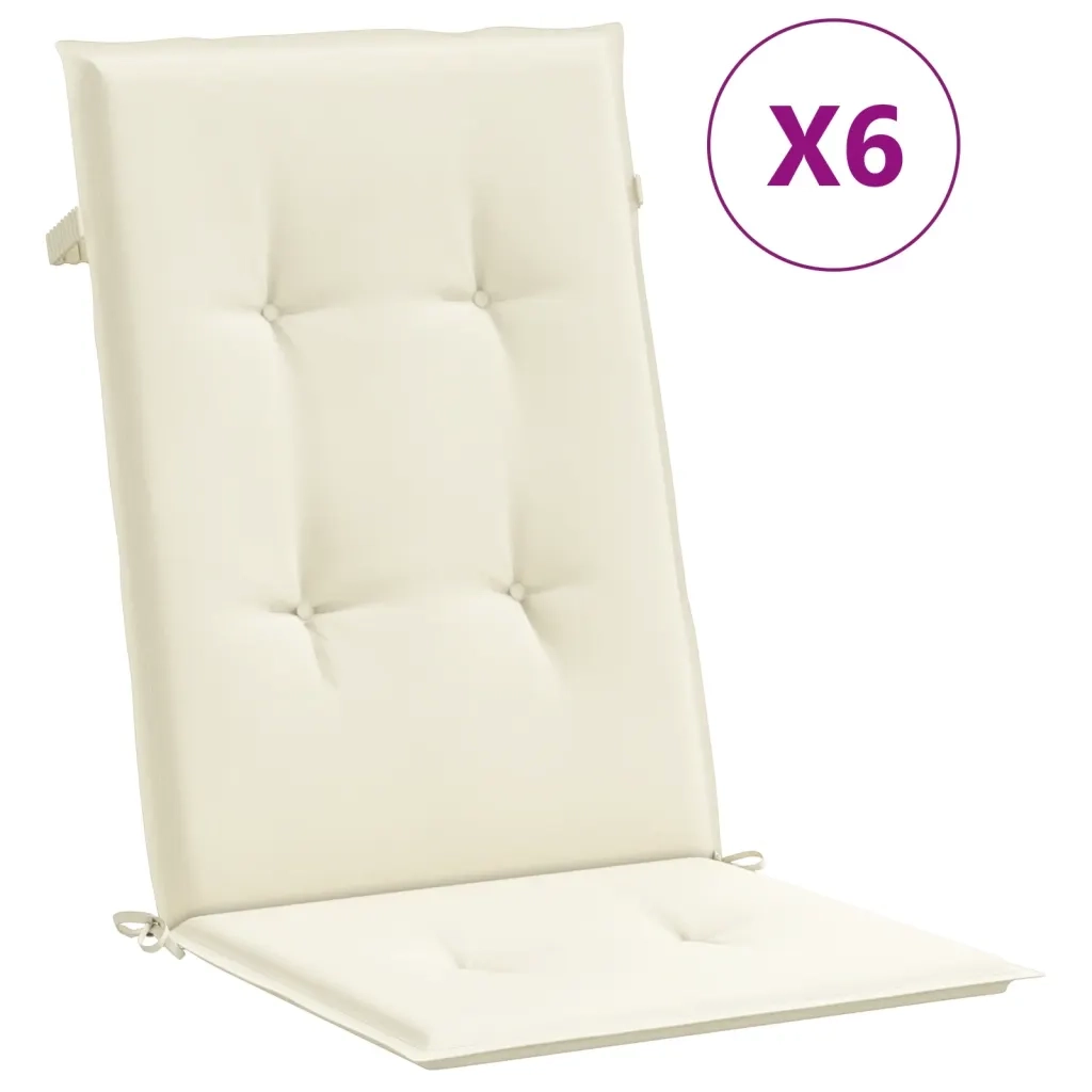 Cuscini per Sedie 6 pz | Cuscini per sedie Crema 120x50x3 cm in Tessuto