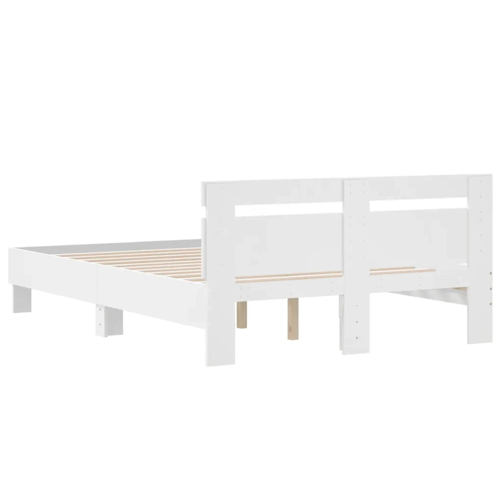 Letto matrimoniale | Letto per adulti | Giroletto con Testiera Bianco 120x200 cm in Legno Multistrato