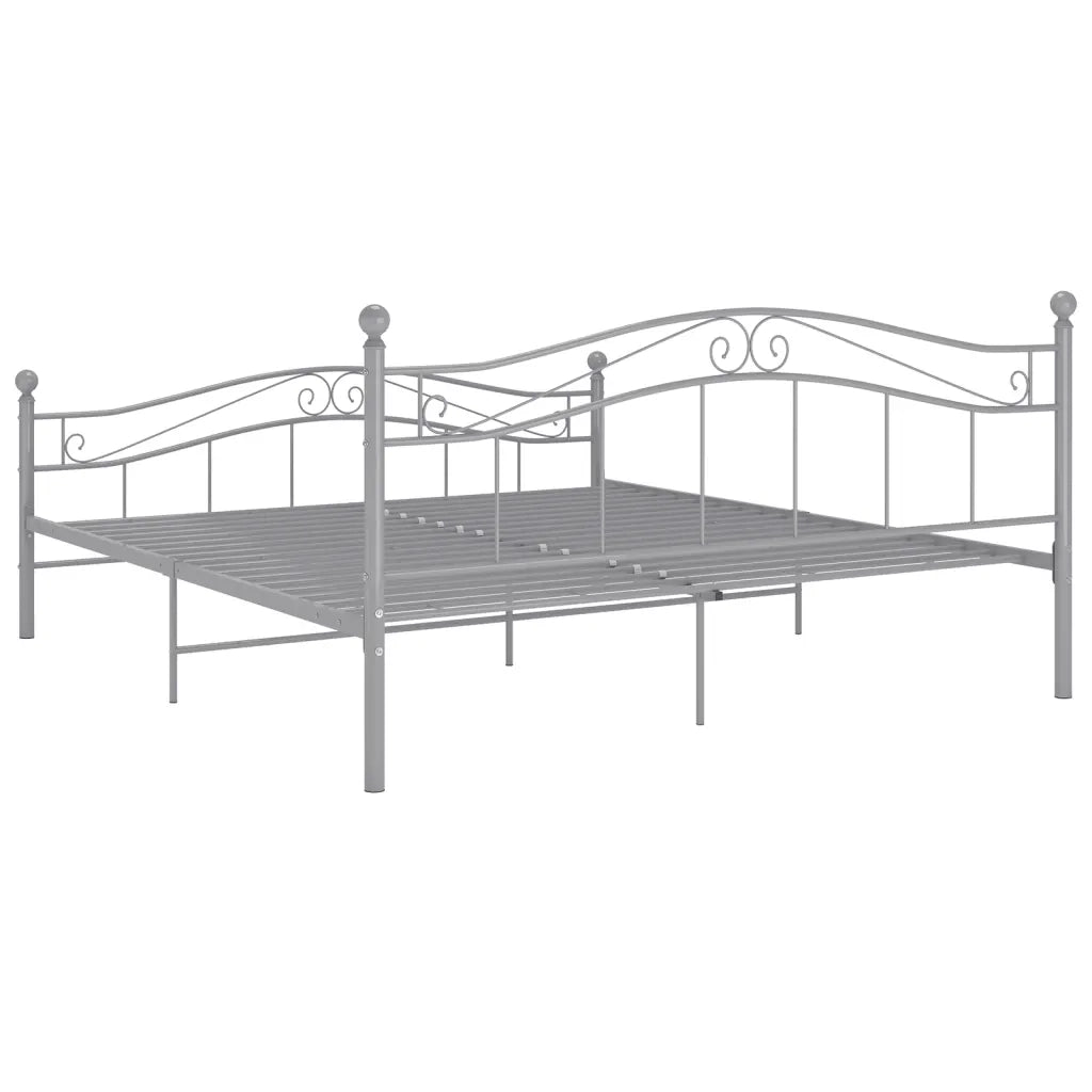Letto matrimoniale | Letto per adulti | Giroletto Grigio in Metallo 140x200 cm