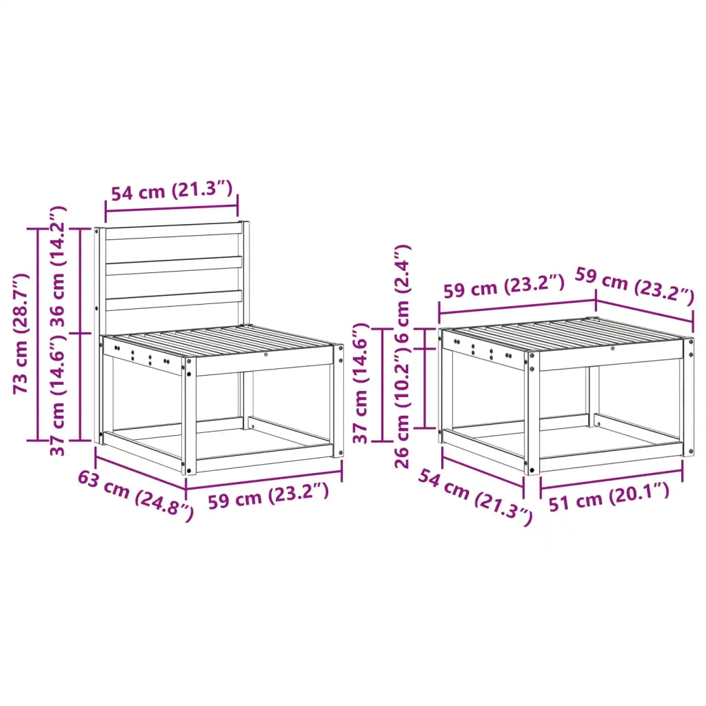 Set di divani da esterno 6 pcs Naturale