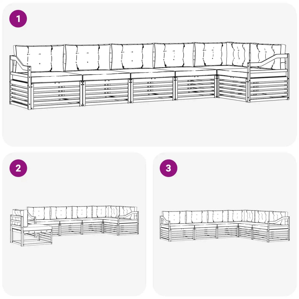 Set di divani da esterno 6 pz Bianco e Antracite Poliestere 3390582