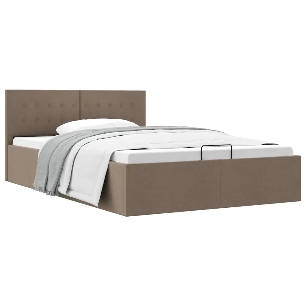 Letto matrimoniale | Letto per adulti | Giroletto con Contenitore Grigio Talpa in Tessuto 120x200 cm