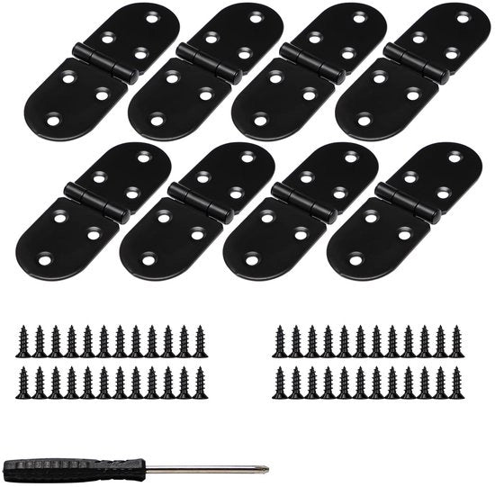 Charniere a scatto 270 Gradi - 8 Pezzi - Ripiegabile - Charneire per porta - Acciaio freccio - Nero 82x28 mm