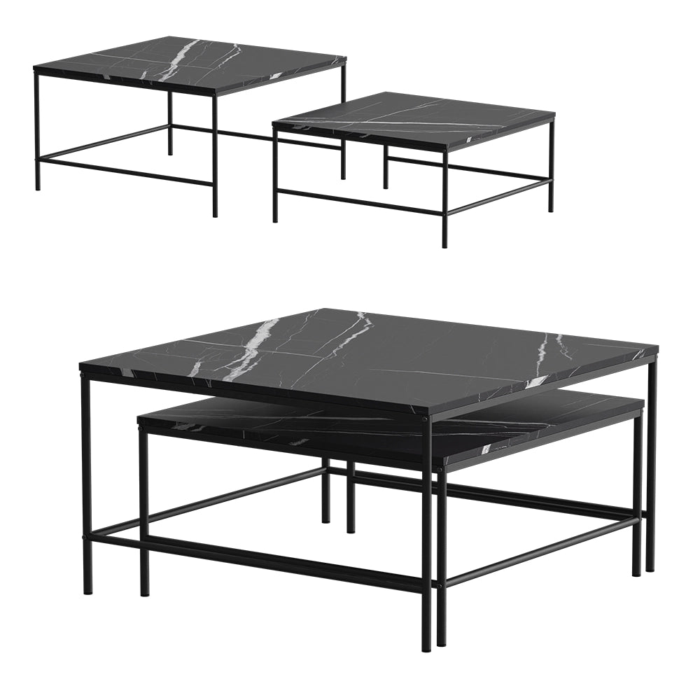 Vicco Tavolino da divano Nero 80 x 80 cm 2 parti