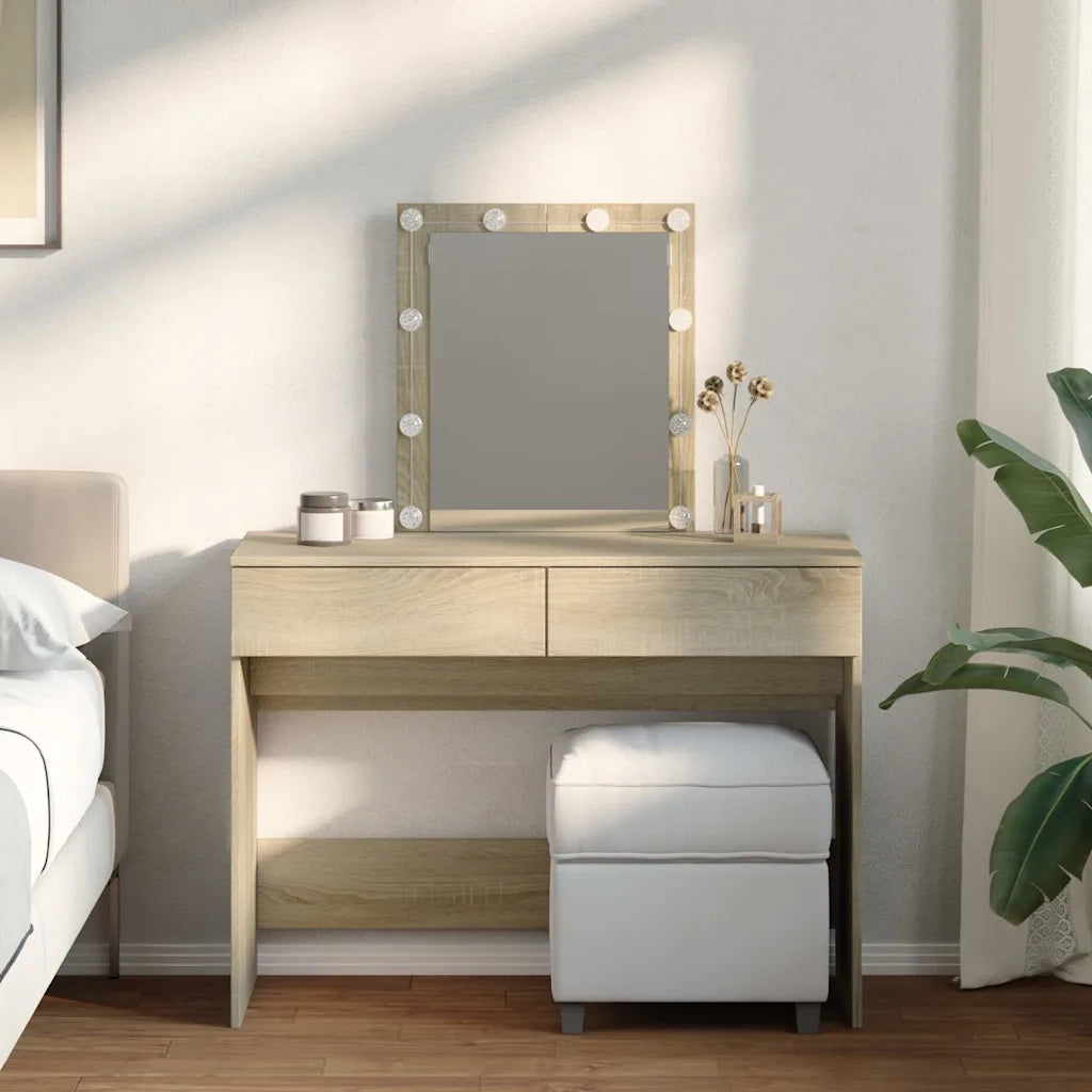 Toeletta | Tavolo da Trucco con LED Rovere Sonoma 100x40x130 cm