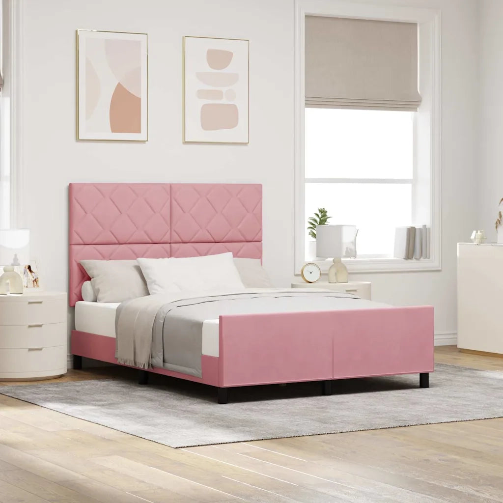 Letto a molle con testiera Rosa 160 x 200 cm Velluto 3345022