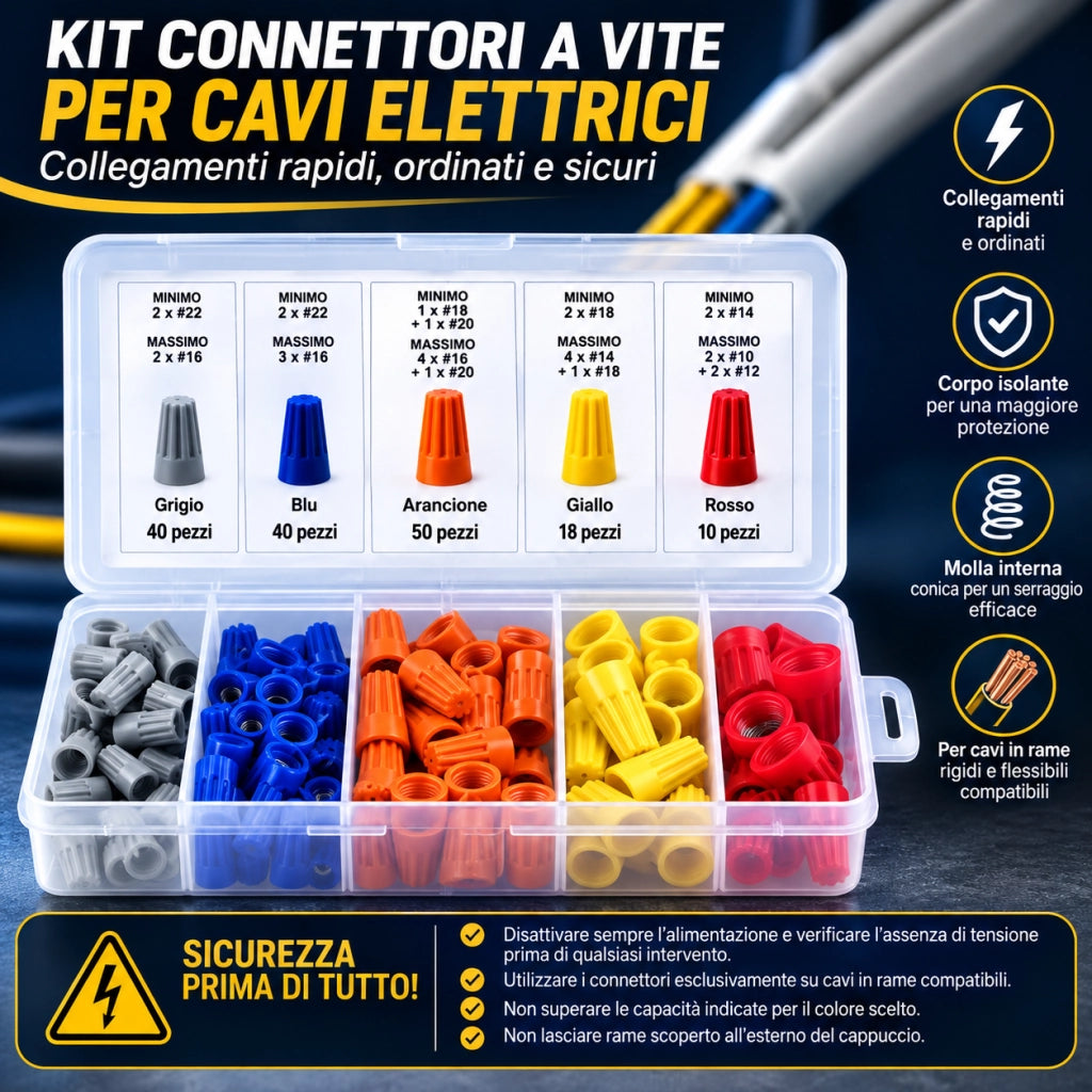 158 Connettori a Vite per Cavi Elettrici Assortiti Multicolore W14610