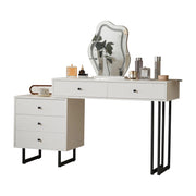 Toeletta con specchio LED e 5 cassetti; per camera da letto; 100×40×76 cm; bianca
