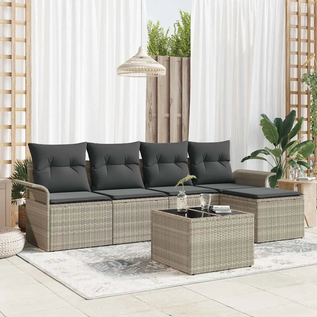 Set Divano da Giardino 6 pcs Grigio chiaro polyrattan 3354001