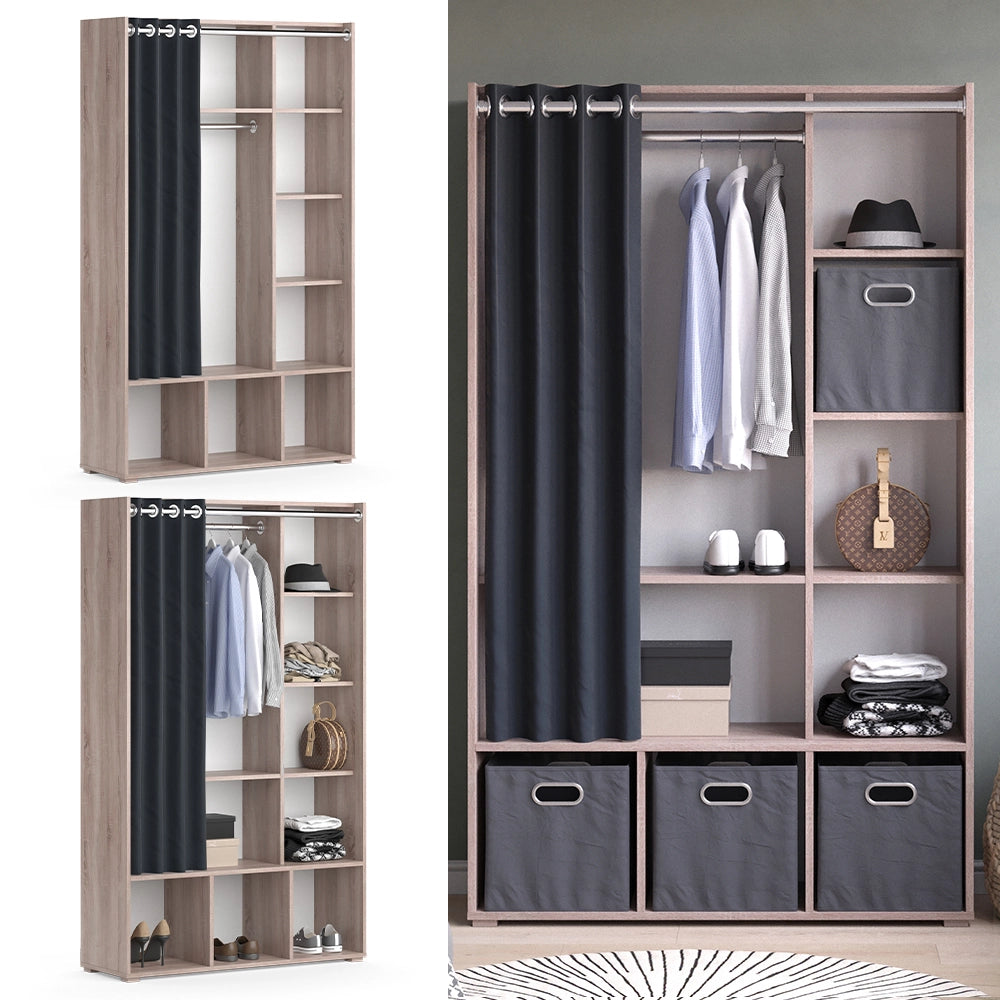 Vicco Armadio multifunzione Sonoma 38 x 178.1 cm con appendiabiti a tenda