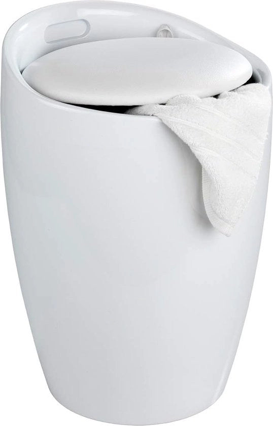 Sedia per bagno, nera, con sacchetto di asciugamano rimovibile (100% poliestere), ABS, 36 x 50,5 x 36 cm