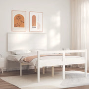 Letto per Anziani-Struttura Letto per Anziani  Bianco Testiera Small Double Legno Massello 177031