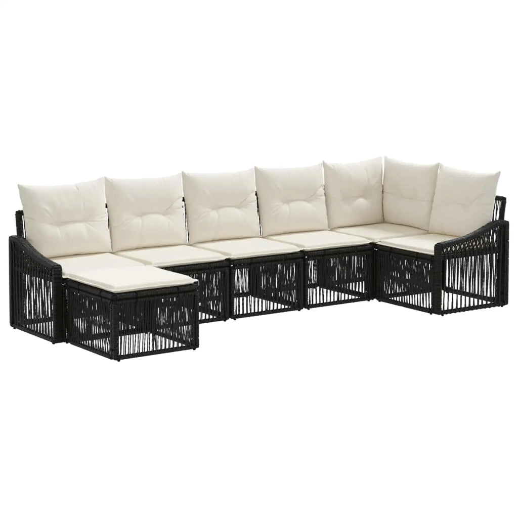 Set Divano da Giardino 7 pz Nero polyrattan 3436078