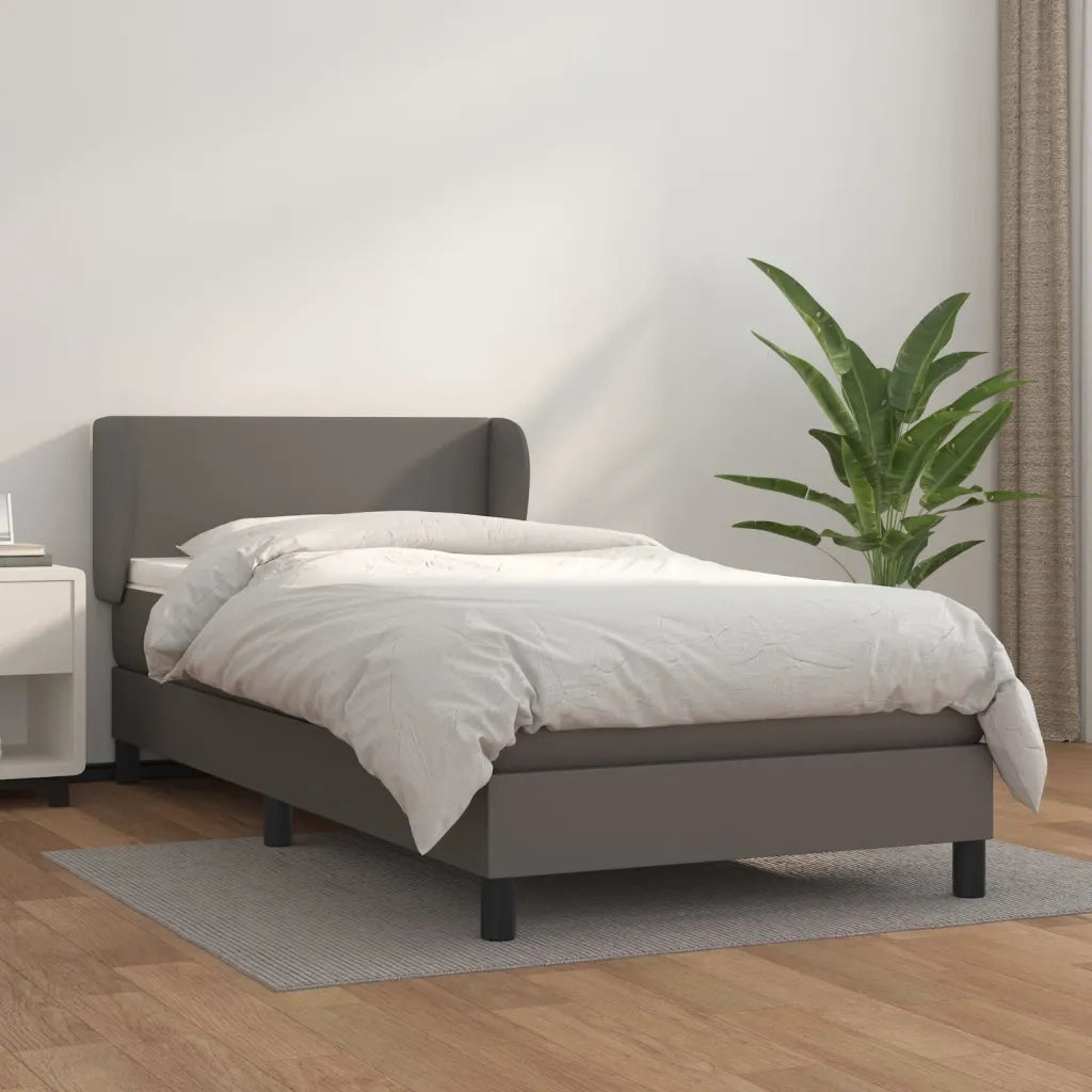 Giroletto a Molle con Materasso Grgio 90x200 cm in Similpelle