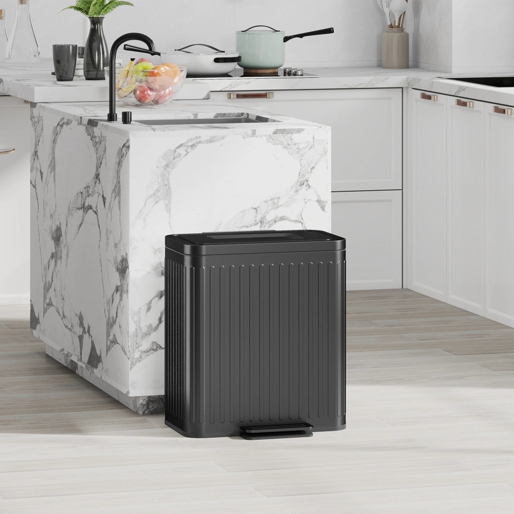 Cestino per la raccolta differenziata ¨C zephmum ¨C 2x20L, pedale, plastica e metallo, nero
