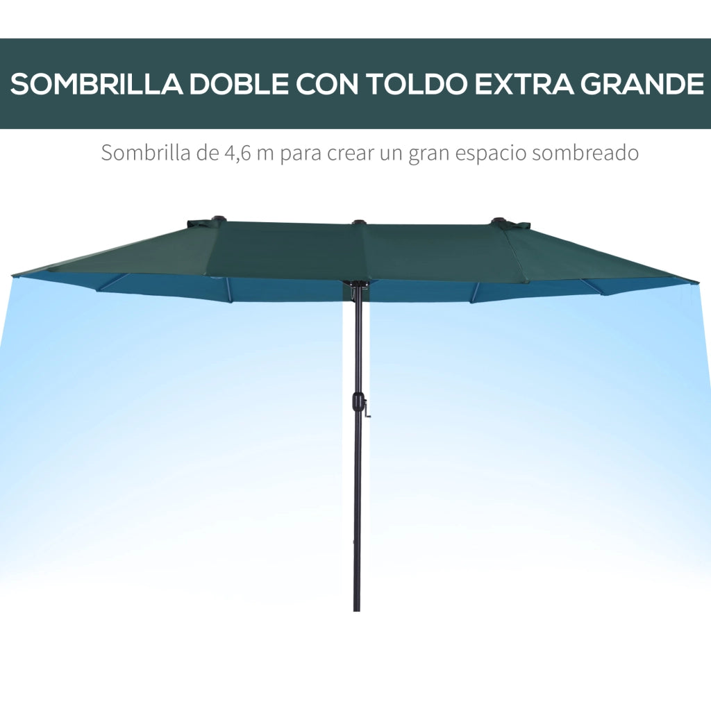 Ombrellone doppio per giardino ¨C Minimal ¨C Verde scuro 455x265x238 cm