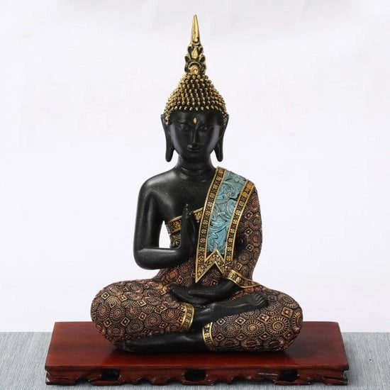 Figura di Buddha in miniatura, scultura di Buddha decorativa in resina Kunsthar Boeddha decorazione per interni e esterni, scultura di Buddha per casa, meditazione, tafel, auto, giardino.