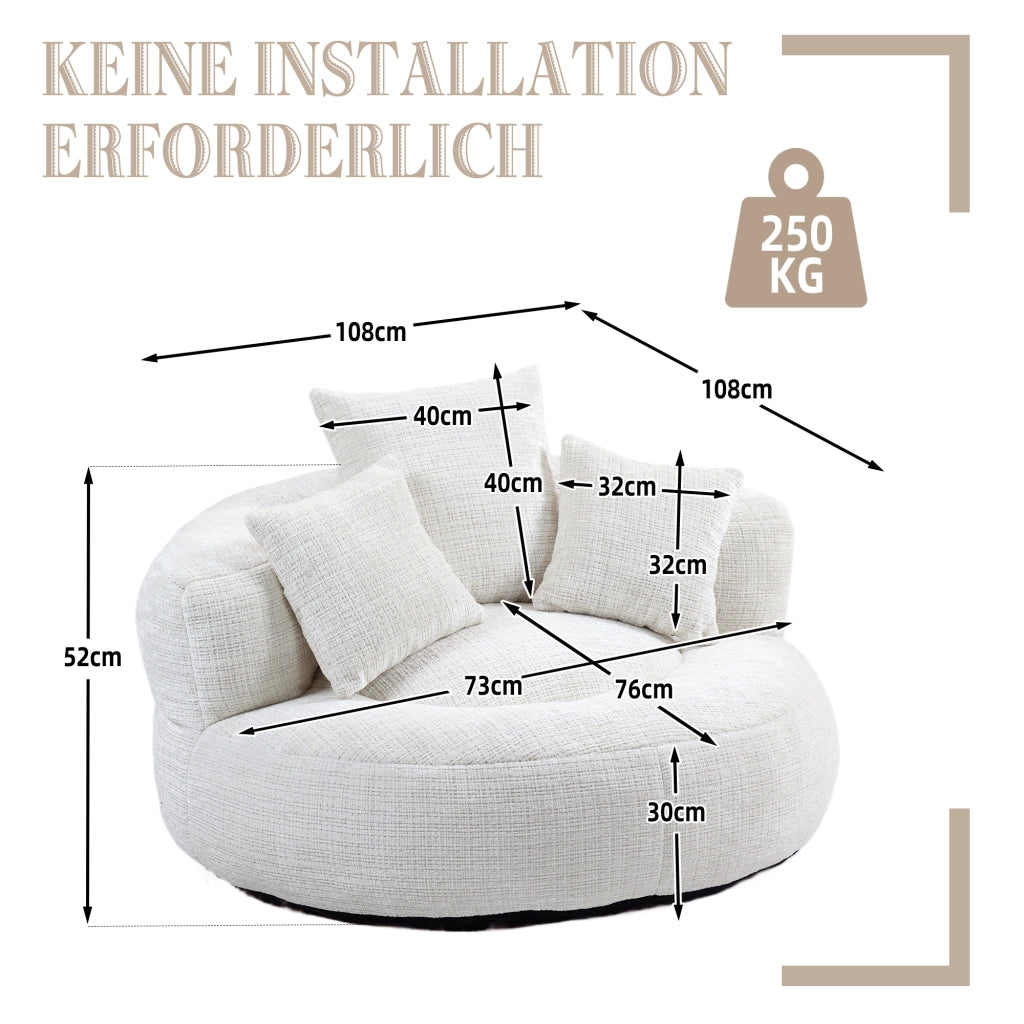 Poltrona Lazy comoda - Zephmum- Con tre cuscini per interni ed esterni