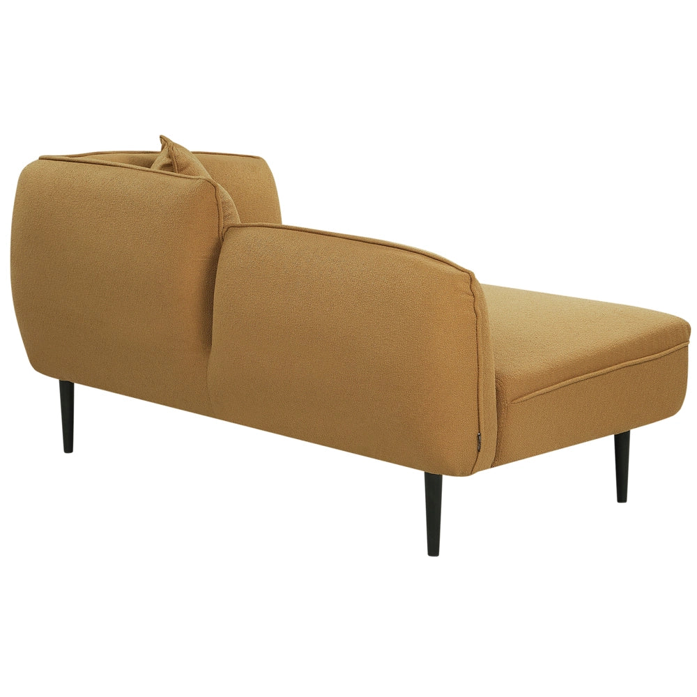 Chaise longue Destra in poliestere giallo con cuscino e gambe metallo da salotto