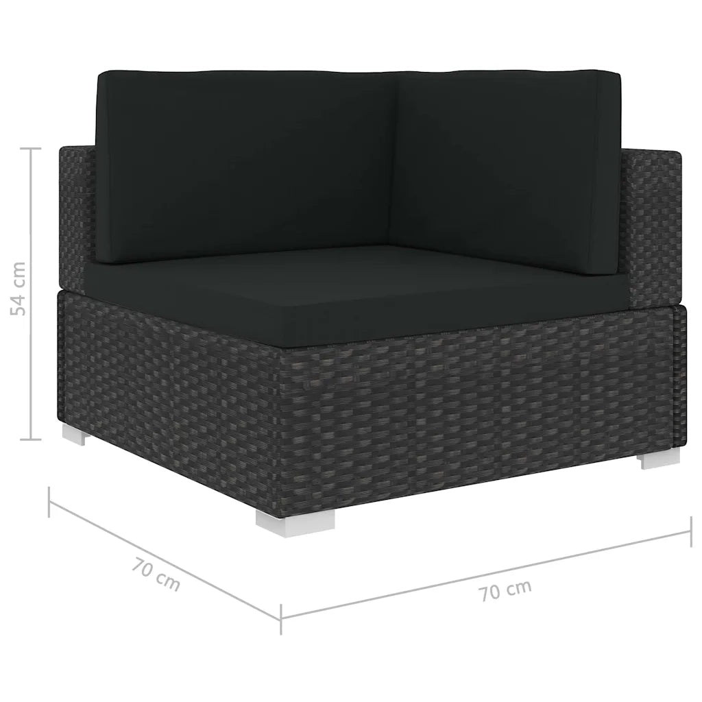 Poltrone Modulari ad Angolo con Cuscini 2 pz Polyrattan Nero 782465