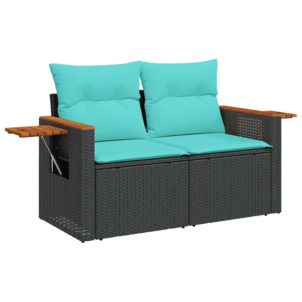 Set Divani da Giardino con Cuscini 7pz Nero Polyrattan 3327564