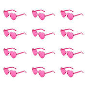 12 pezzi Occhiali da Sole a Forma di Cuore senza Bordo per Donne - Occhiali da Sole Translucidi in Colori Pastello