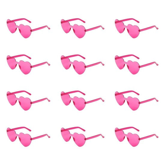 12 pezzi Occhiali da Sole a Forma di Cuore senza Bordo per Donne - Occhiali da Sole Translucidi in Colori Pastello