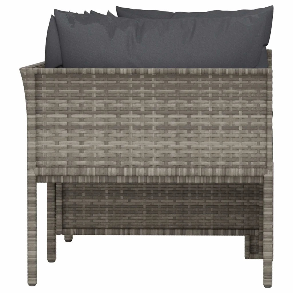 Set da giardino 4 pz | Set Salotto da Giardino con cuscini grigio in polyrattan