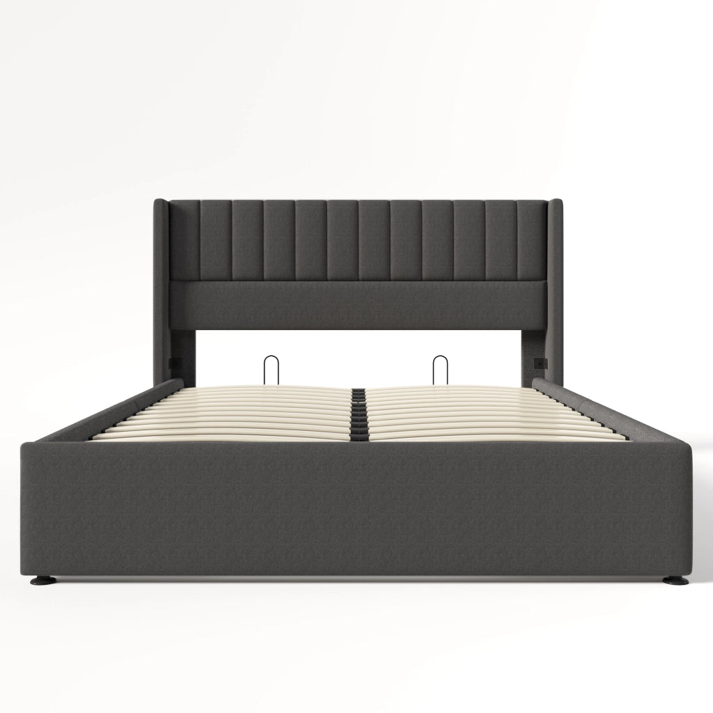 letto imbottito lino grigio 140x200 cm
