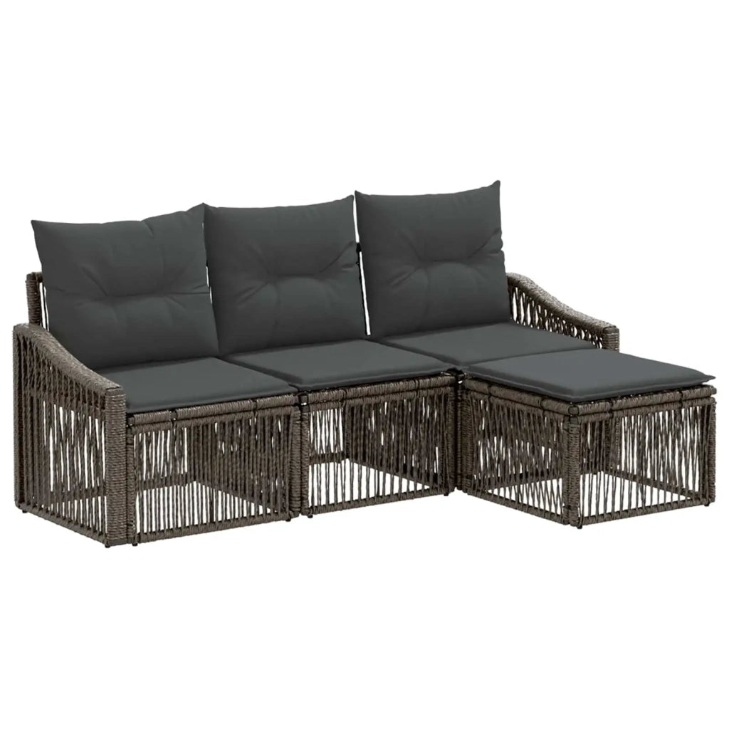 Set Divano da Giardino 4 pz Grigio polyrattan 3435986