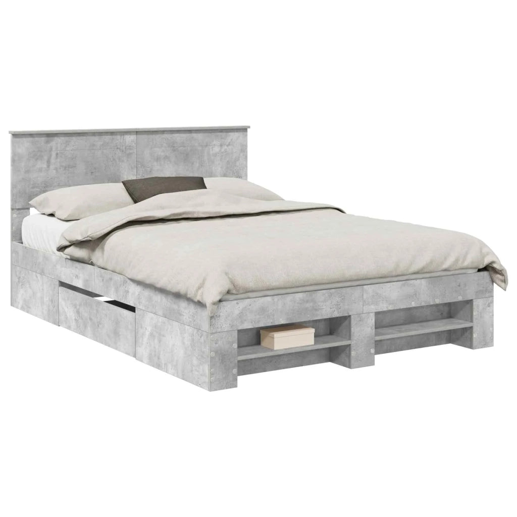 Struttura del letto con testiera Grigio cemento 160 x 200 cm 3408742