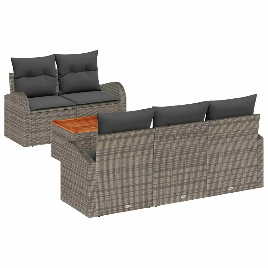 Set Divano da Giardino 6 pcs Grigio polyrattan