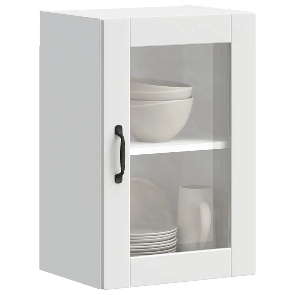 Pensile da Cucina con Porta in Vetro-Mobile Cucina da Parete Porto Bianco 760033