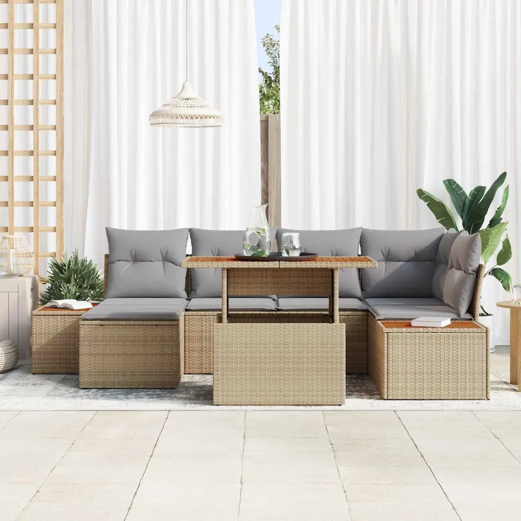 Set da Pranzo per Giardino con cuscino 7 pcs Beige e grigio 3350087