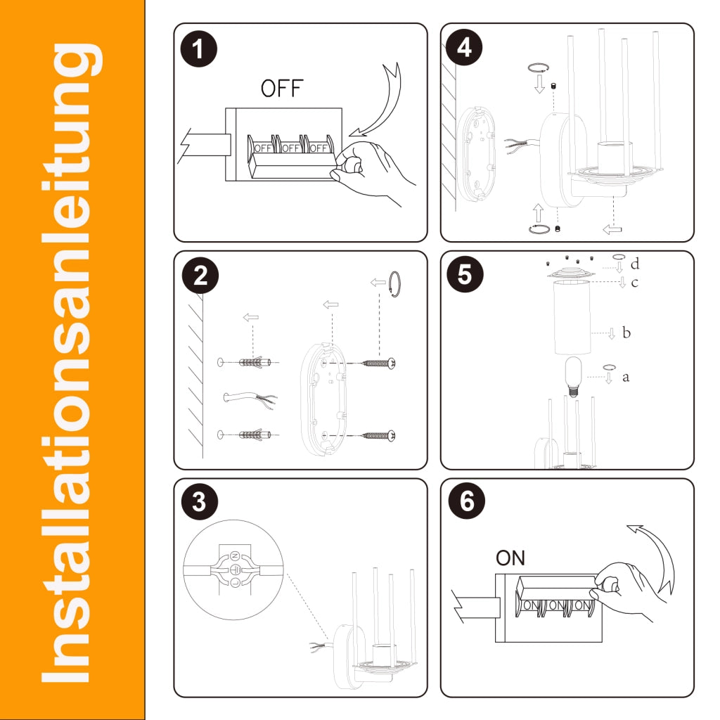 ZMH Lampada da Esterno Interno E27 Max 40W Nero per Terrazza Balcone/Parete Giardino Senza Lampadina