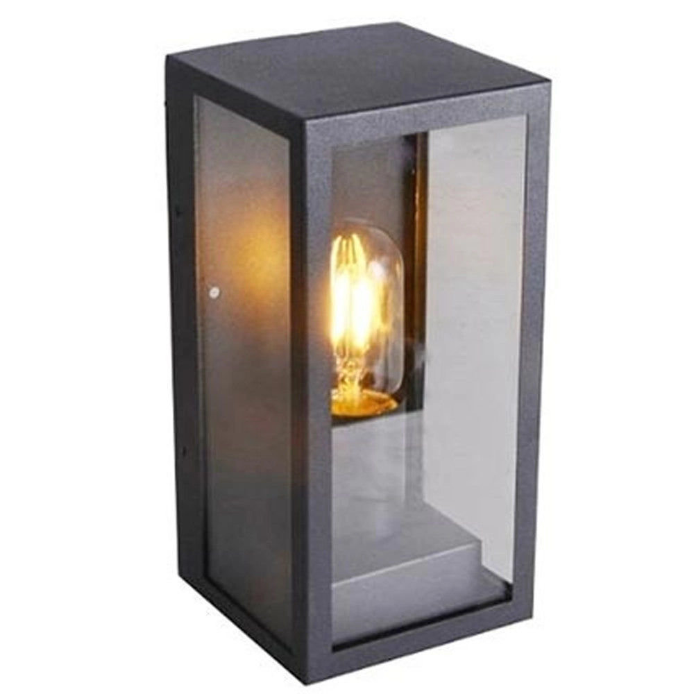 Trade Shop - Porta Lampada Esterno Vetro Vt8517 Grigio Matto E27 Ip44 Retro Illuminazione -