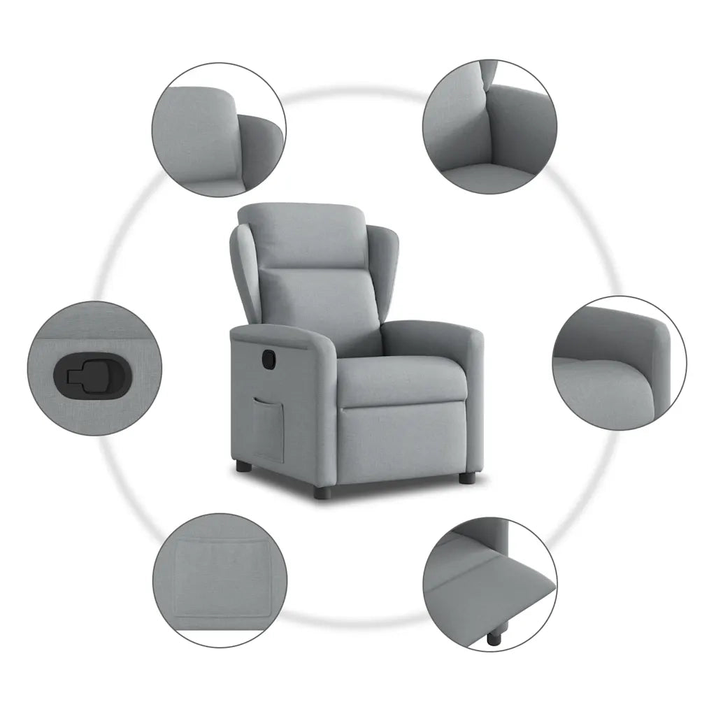 Poltrona Reclinabile in Tessuto Grigio Chiaro 4015576