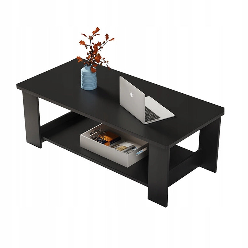 Tavolino da Caffè Nero 100 cm Stile Loft con Ripiano Ideale per Soggiorno Moderno